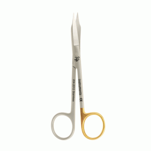 قیچی جراحی سر صاف دنده ای دسته طلایی Straight One Blade Serrated Scissor DP