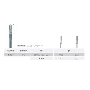 فرز سیلندری سر گرد با پره های دنده ای جوتا Cylindrical End Hemispherical Bur Jota