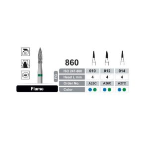 فرز توربین الماسه تراش و پالیش دور سبز دنتال ری Flame 860 Dentalree