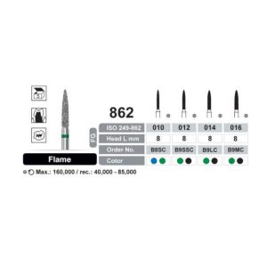 فرز توربین الماسه تراش و پالیش دور سبز دنتال ری Flame 862 Dentalree