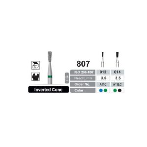 فرز توربین الماسه تراش و پالیش دور سبز دنتال ری Inverted Cone Diamond Burs Dentalree