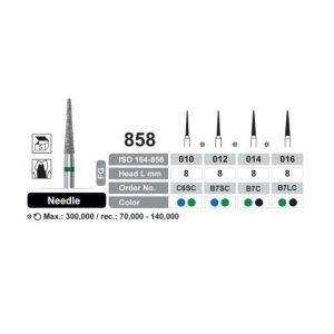 فرز توربین الماسه تراش و پالیش دور سبز دنتال ری Needle 858 Dentalree